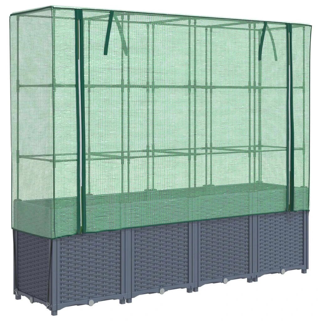 vidaXL Raised Bed with Greenhouse Cover Rattan Look 160x40x153 cm by vidaXL