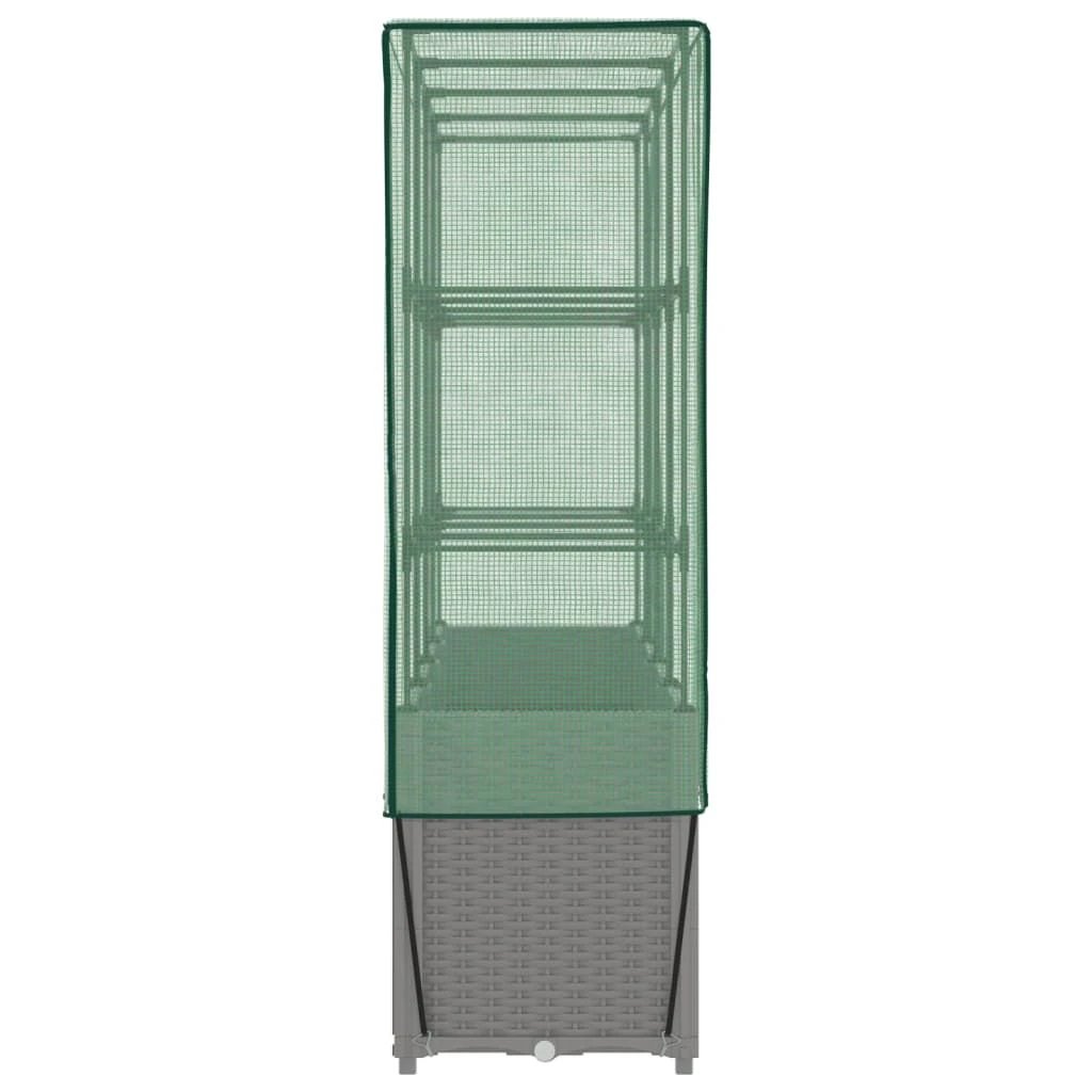vidaXL Raised Bed with Greenhouse Cover Rattan Look 160x40x153 cm - Greenhouse