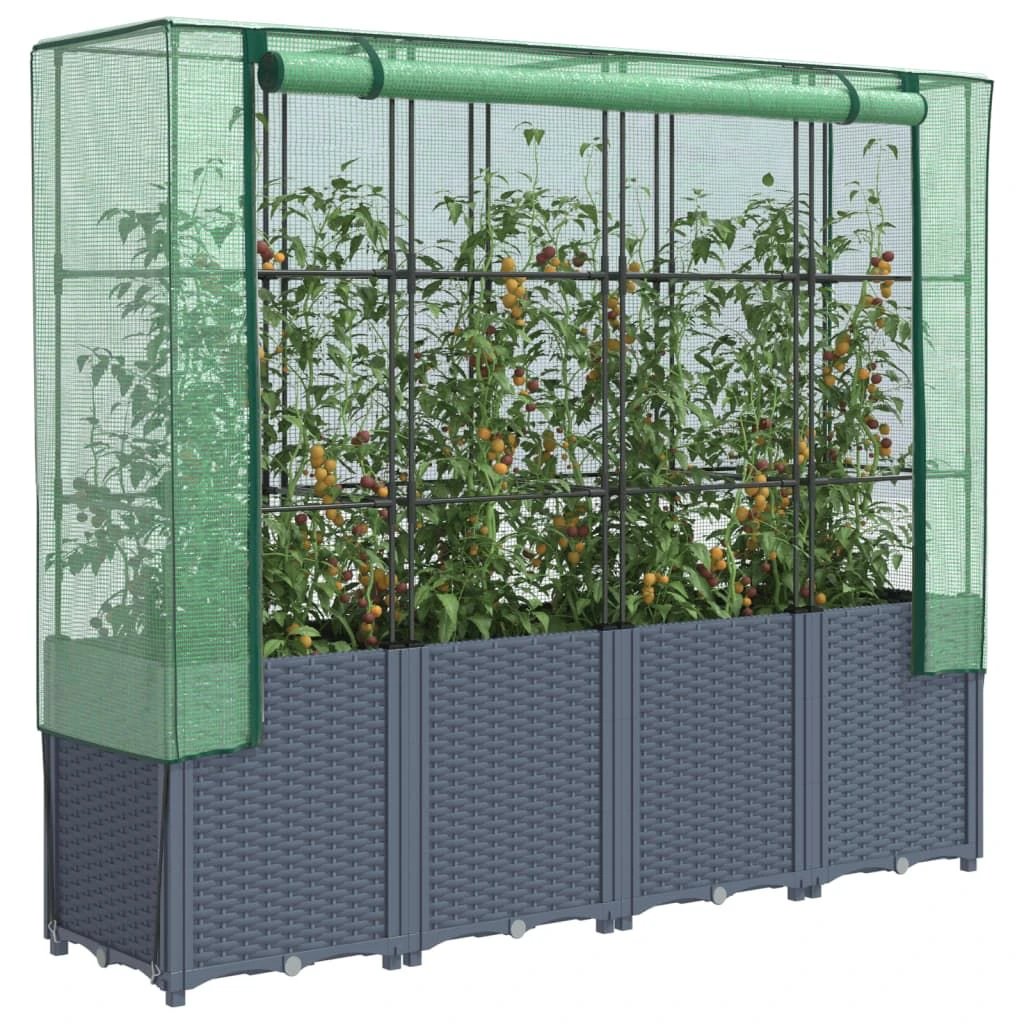 vidaXL Raised Bed with Greenhouse Cover Rattan Look 160x40x153 cm by vidaXL
