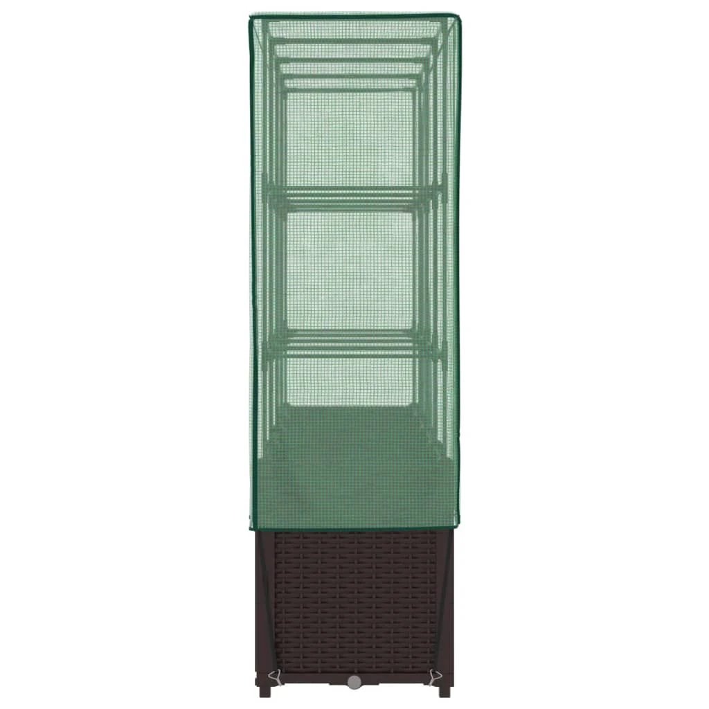 vidaXL Raised Bed with Greenhouse Cover Rattan Look 160x40x153 cm by vidaXL