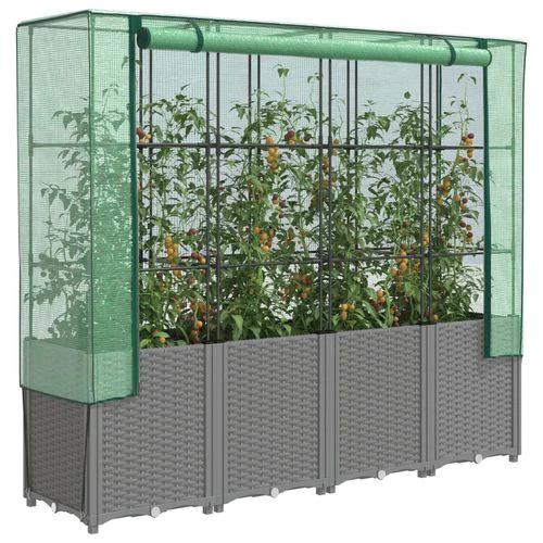 vidaXL Raised Bed with Greenhouse Cover Rattan Look 160x40x153 cm - Greenhouse