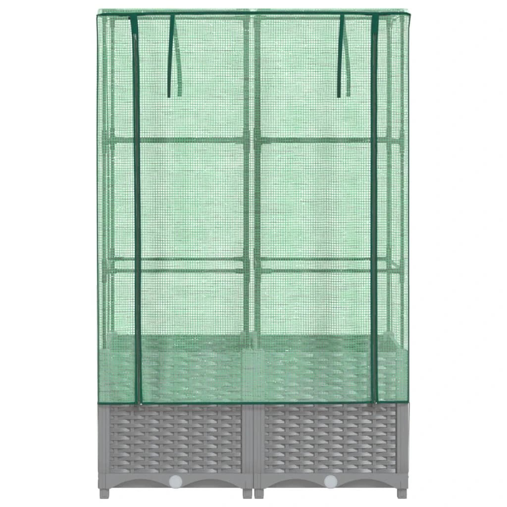 vidaXL vidaXL Raised Bed with Greenhouse Cover Rattan Look 40x40x123 cm - Greenhouse