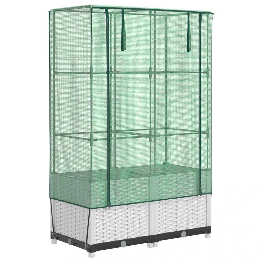 vidaXL Raised Bed with Greenhouse Cover Rattan Look 40x40x123 cm by vidaXL