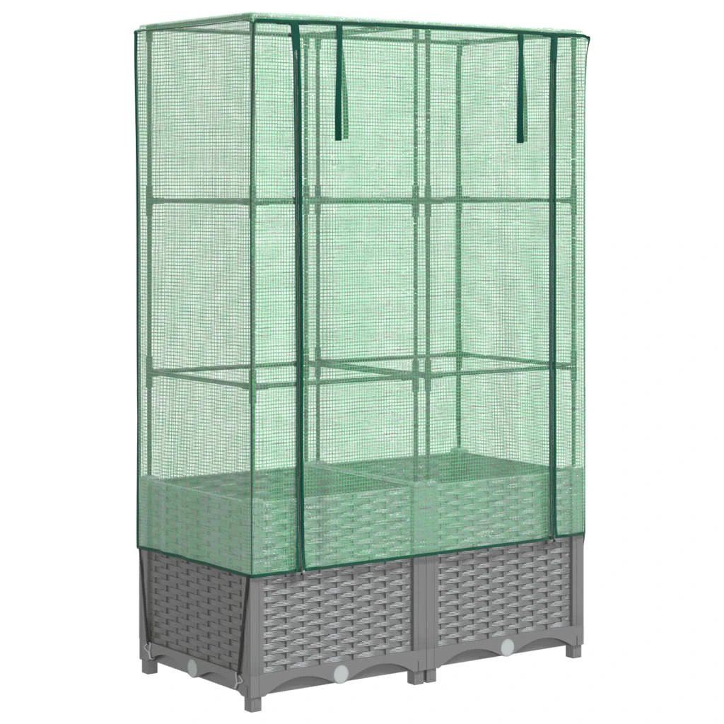vidaXL vidaXL Raised Bed with Greenhouse Cover Rattan Look 40x40x123 cm - Greenhouse