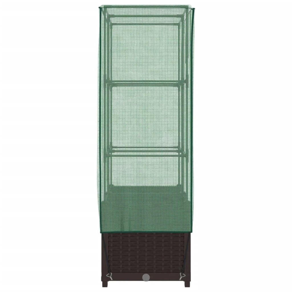 vidaXL Raised Bed with Greenhouse Cover Rattan Look 40x40x123 cm by vidaXL