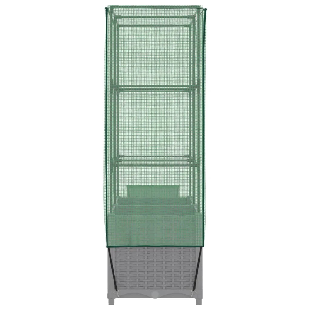 vidaXL vidaXL Raised Bed with Greenhouse Cover Rattan Look 40x40x123 cm - Greenhouse