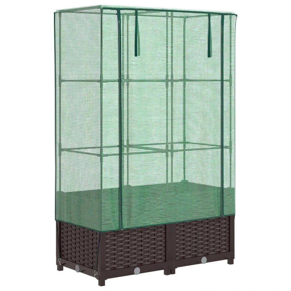 vidaXL Raised Bed with Greenhouse Cover Rattan Look 40x40x123 cm by vidaXL