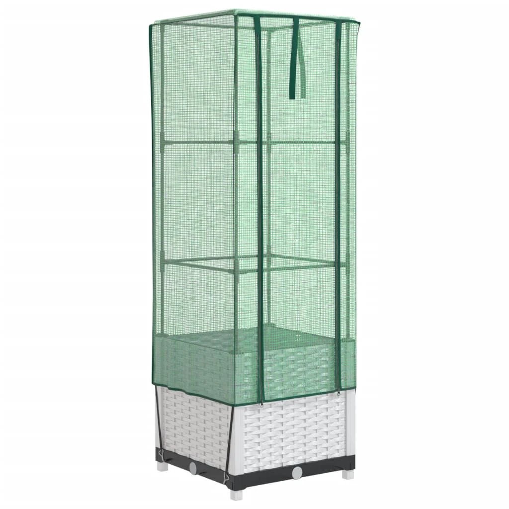 vidaXL Raised Bed with Greenhouse Cover Rattan Look 40x40x123 cm by vidaXL