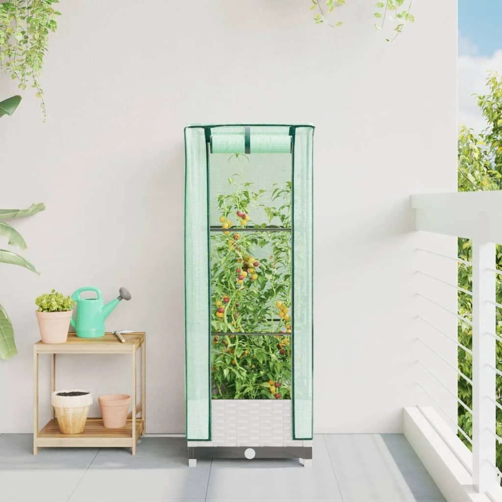 vidaXL vidaXL Raised Bed with Greenhouse Cover Rattan Look 40x40x123 cm - Greenhouse