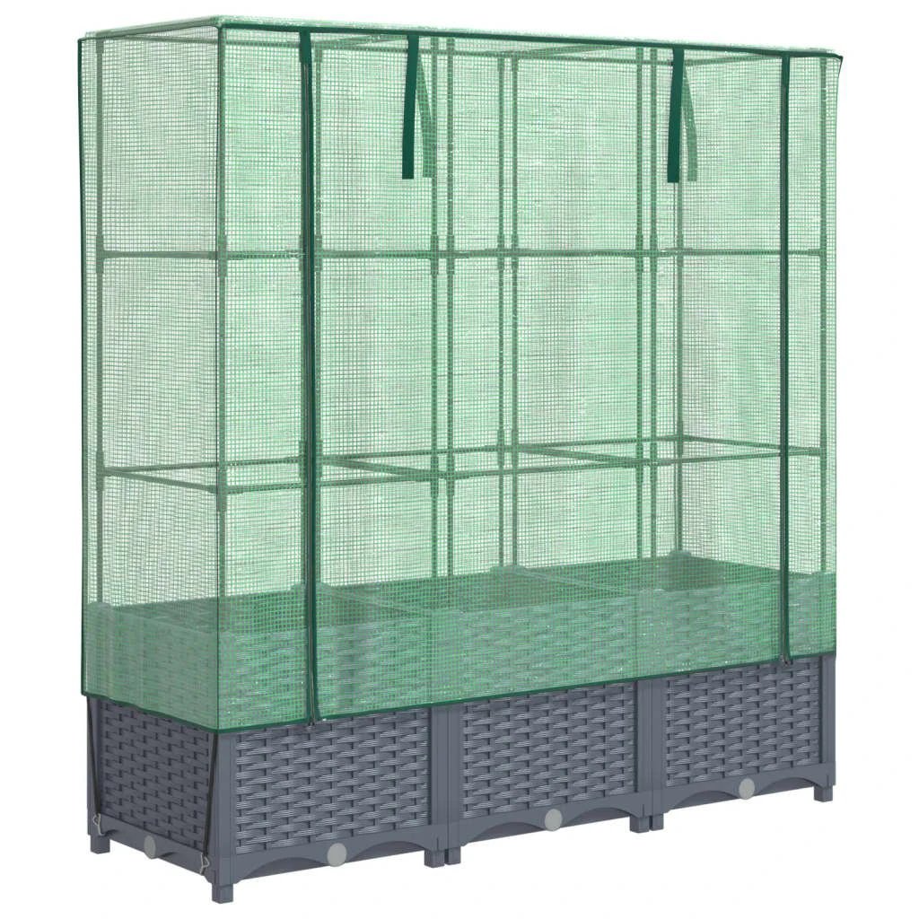 vidaXL Raised Bed with Greenhouse Cover Rattan Look 40x40x123 cm by vidaXL