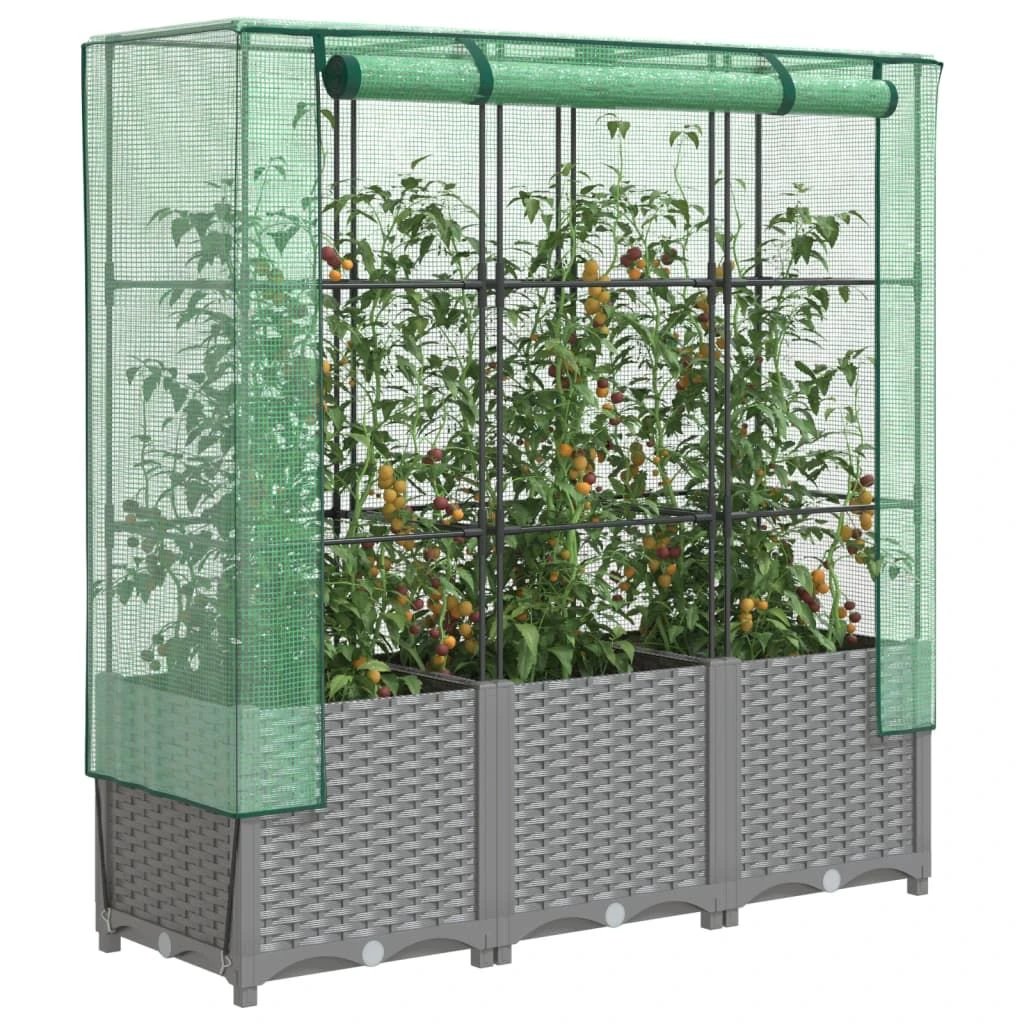 vidaXL vidaXL Raised Bed with Greenhouse Cover Rattan Look 40x40x123 cm - Greenhouse