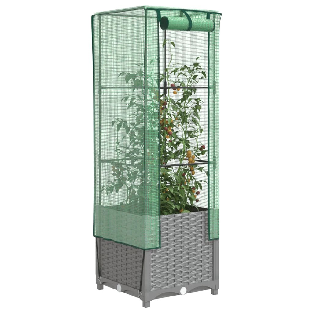 vidaXL vidaXL Raised Bed with Greenhouse Cover Rattan Look 40x40x123 cm - Greenhouse