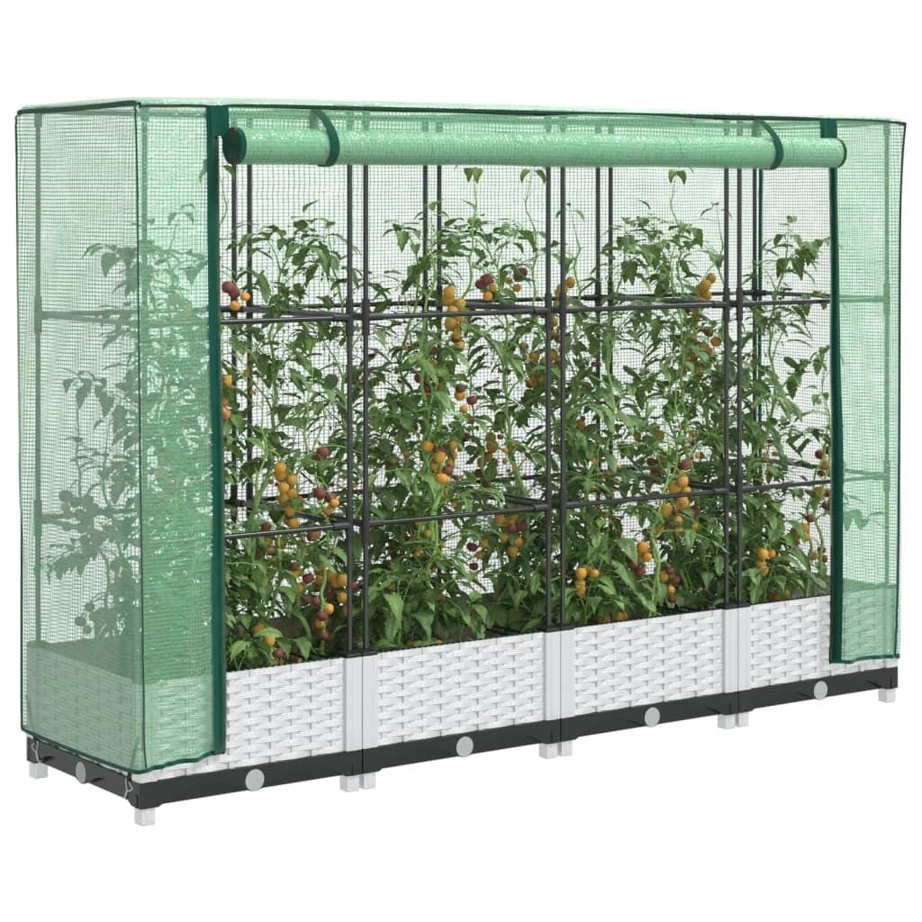 vidaXL vidaXL Raised Bed with Greenhouse Cover Rattan Look 40x40x123 cm - Greenhouse