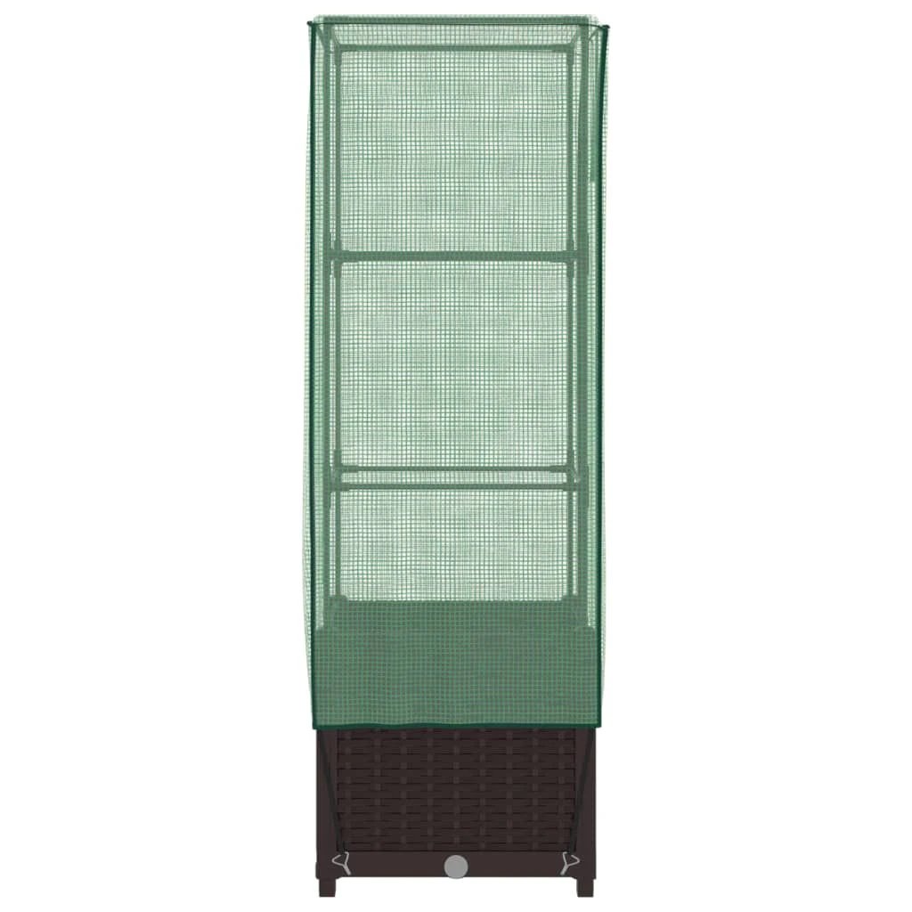 vidaXL vidaXL Raised Bed with Greenhouse Cover Rattan Look 40x40x123 cm - Greenhouse