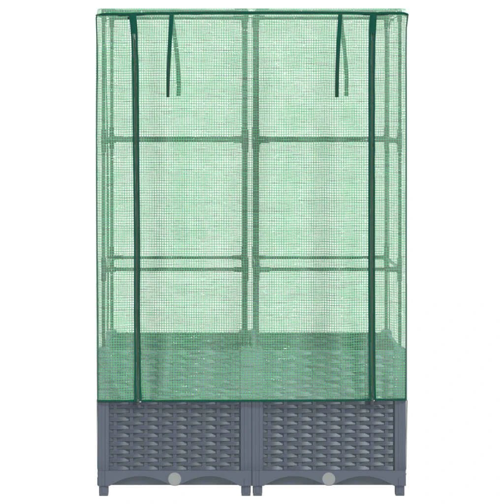 vidaXL Raised Bed with Greenhouse Cover Rattan Look 40x40x123 cm by vidaXL