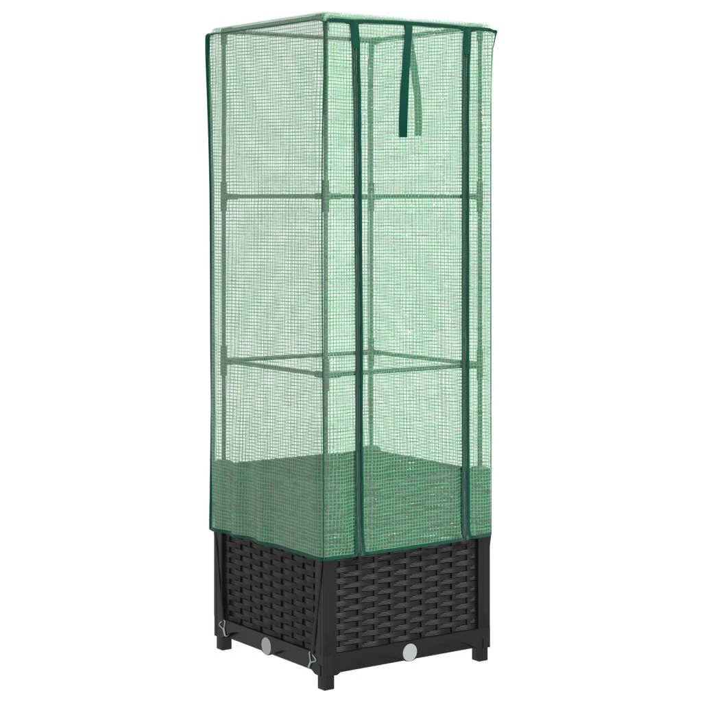 vidaXL vidaXL Raised Bed with Greenhouse Cover Rattan Look 40x40x123 cm - Greenhouse