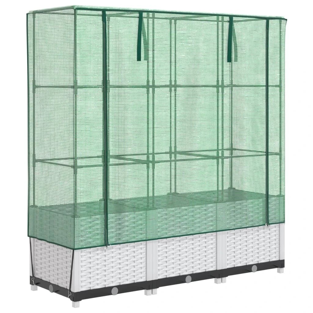 vidaXL Raised Bed with Greenhouse Cover Rattan Look 40x40x123 cm by vidaXL