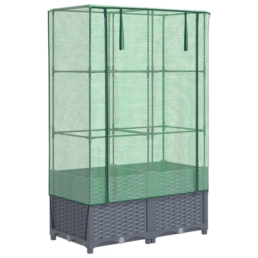vidaXL Raised Bed with Greenhouse Cover Rattan Look 40x40x123 cm by vidaXL