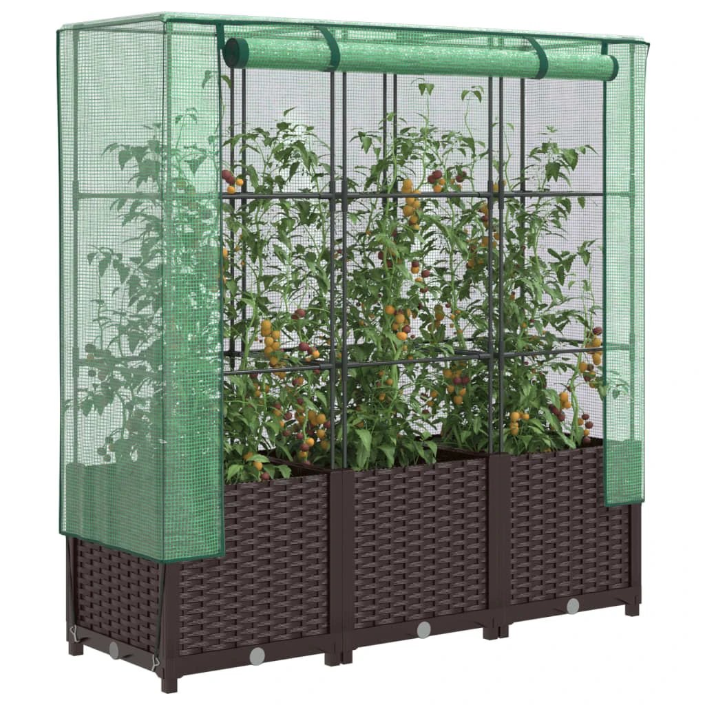 vidaXL vidaXL Raised Bed with Greenhouse Cover Rattan Look 40x40x123 cm - Greenhouse