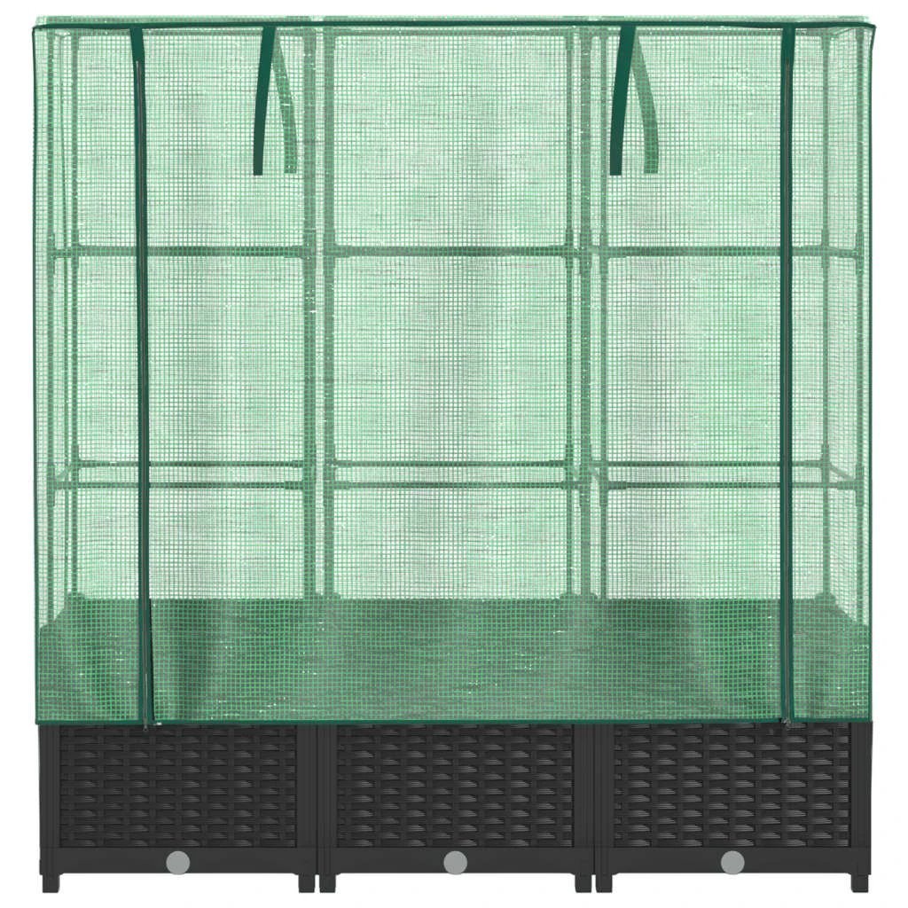 vidaXL vidaXL Raised Bed with Greenhouse Cover Rattan Look 40x40x123 cm - Greenhouse