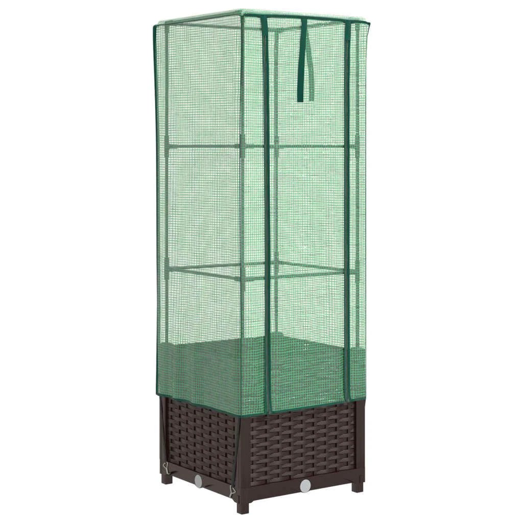 vidaXL Raised Bed with Greenhouse Cover Rattan Look 40x40x123 cm by vidaXL