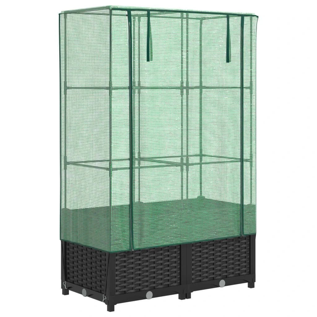 vidaXL Raised Bed with Greenhouse Cover Rattan Look 40x40x123 cm by vidaXL