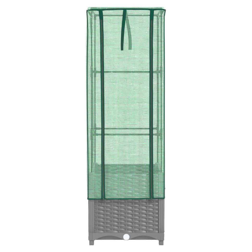 vidaXL vidaXL Raised Bed with Greenhouse Cover Rattan Look 40x40x123 cm - Greenhouse