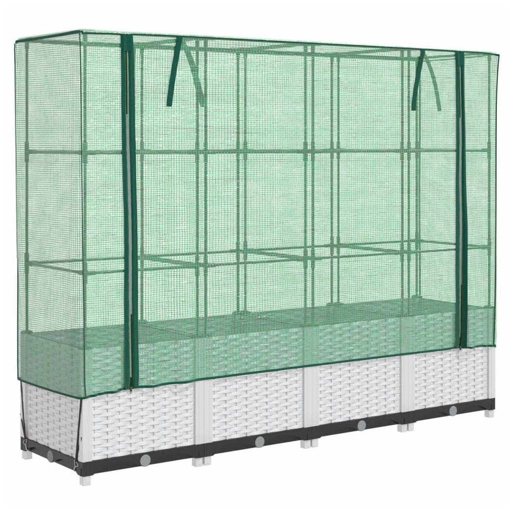 vidaXL Raised Bed with Greenhouse Cover Rattan Look 40x40x123 cm by vidaXL