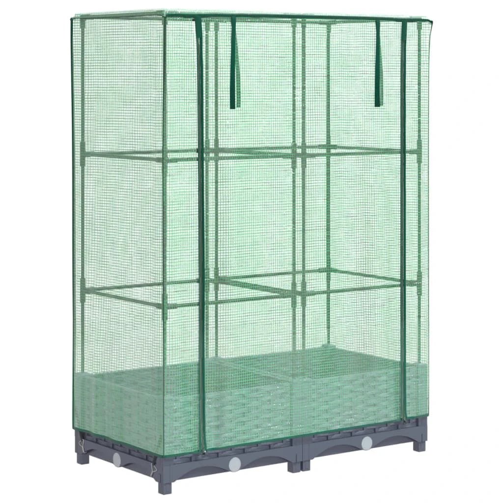 vidaXL vidaXL Raised Bed with Greenhouse Cover Rattan Look 40x40x123 cm - Greenhouse