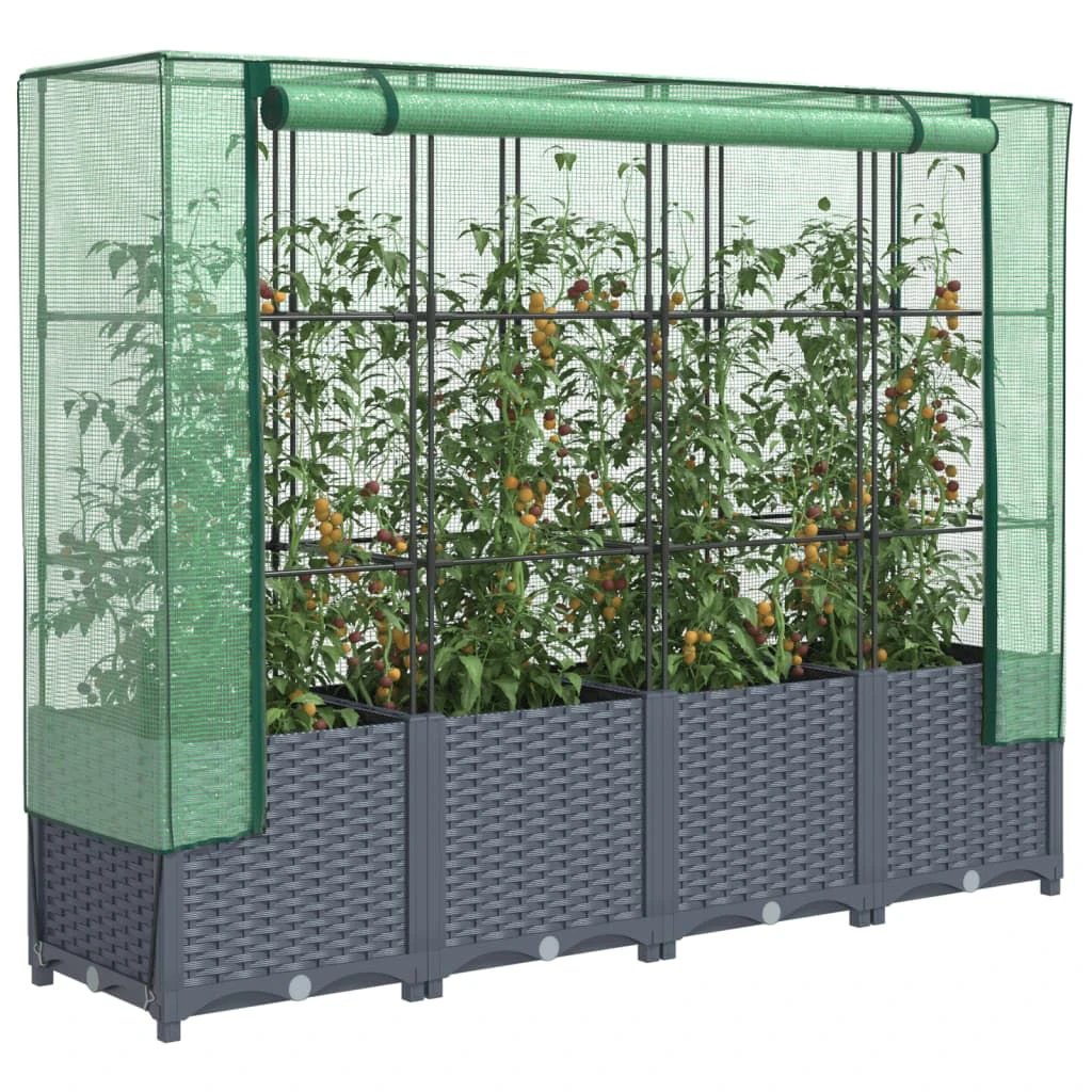 vidaXL Raised Bed with Greenhouse Cover Rattan Look 40x40x123 cm by vidaXL