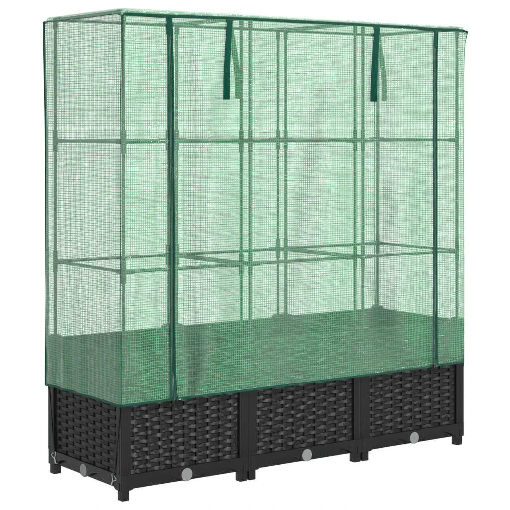 vidaXL vidaXL Raised Bed with Greenhouse Cover Rattan Look 40x40x123 cm - Greenhouse