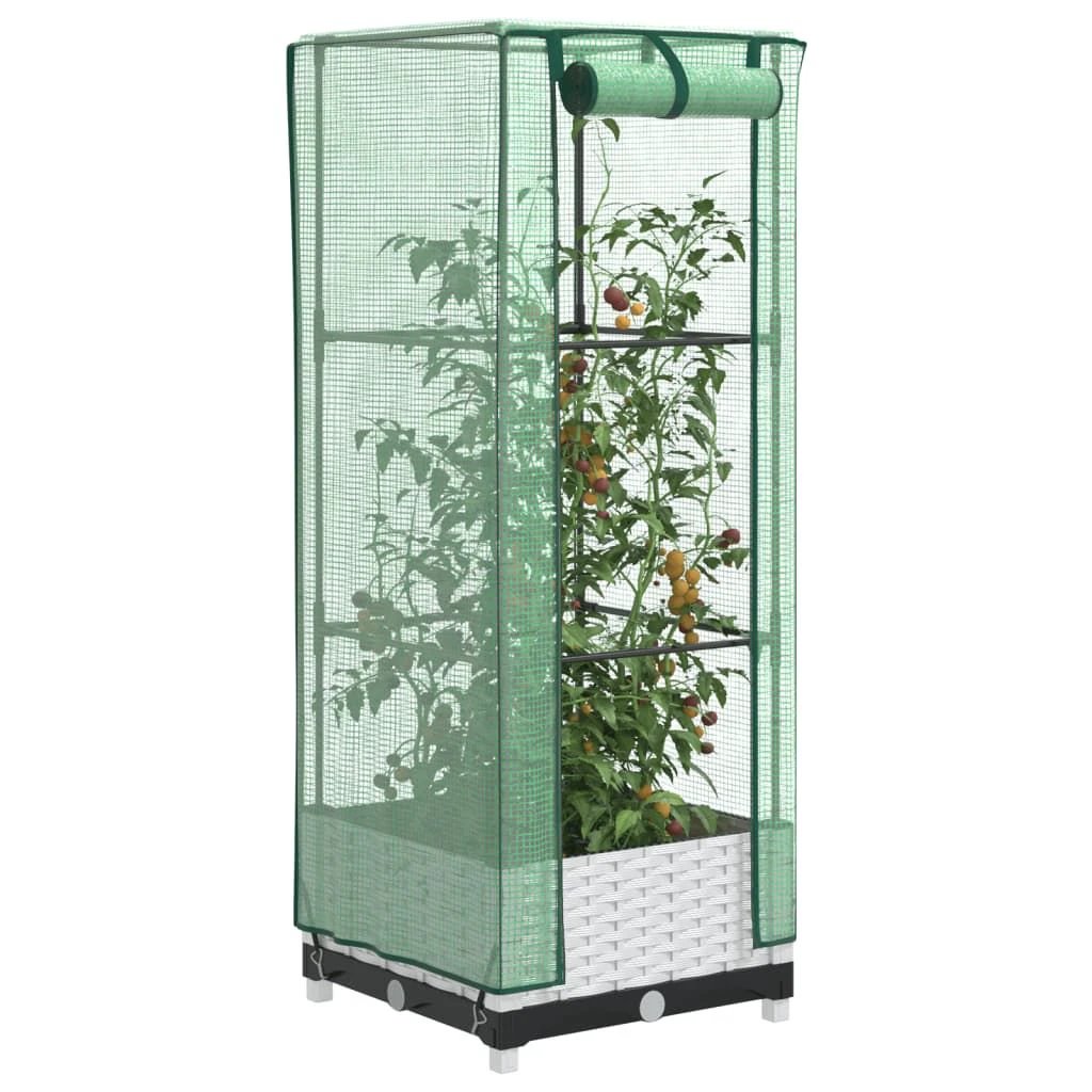vidaXL vidaXL Raised Bed with Greenhouse Cover Rattan Look 40x40x123 cm - Greenhouse