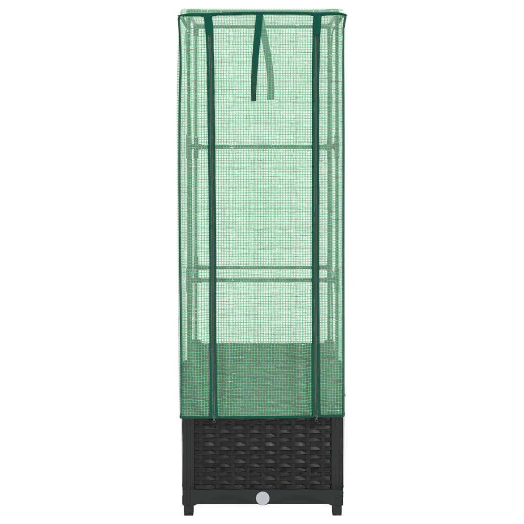 vidaXL vidaXL Raised Bed with Greenhouse Cover Rattan Look 40x40x123 cm - Greenhouse
