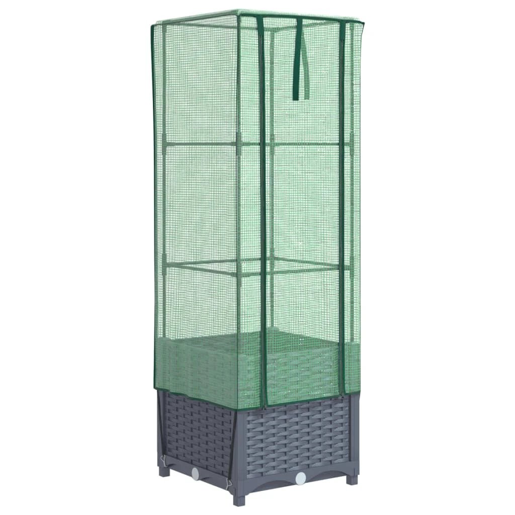 vidaXL Raised Bed with Greenhouse Cover Rattan Look 40x40x123 cm by vidaXL