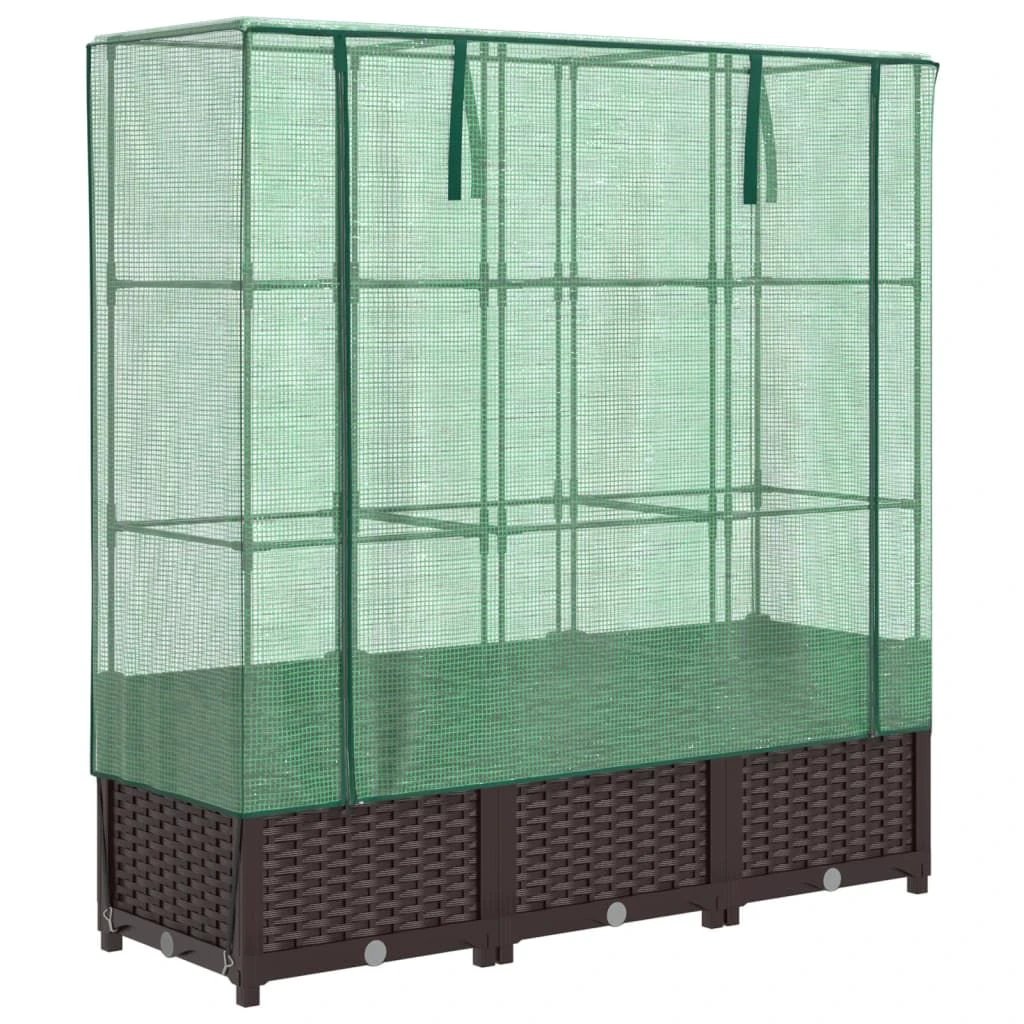 vidaXL vidaXL Raised Bed with Greenhouse Cover Rattan Look 40x40x123 cm - Greenhouse