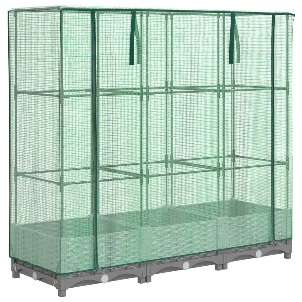 vidaXL Raised Bed with Greenhouse Cover Rattan Look 40x40x123 cm by vidaXL