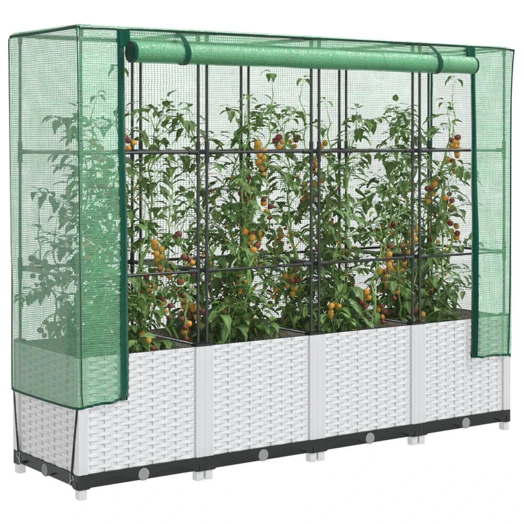 vidaXL Raised Bed with Greenhouse Cover Rattan Look 40x40x123 cm by vidaXL