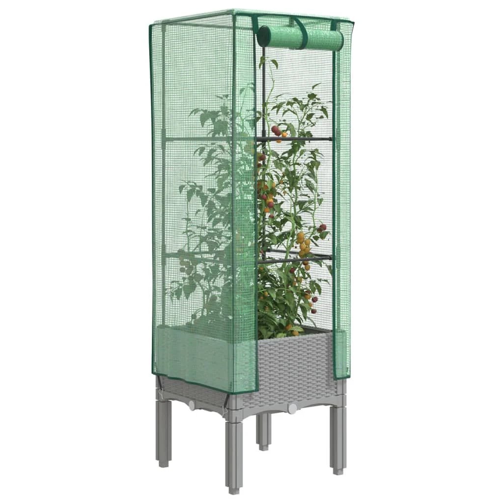 vidaXL Raised Bed with Greenhouse Cover Rattan Look 40x40x140 cm by vidaXL