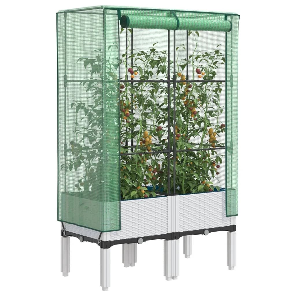 vidaXL Raised Bed with Greenhouse Cover Rattan Look 40x40x140 cm by vidaXL