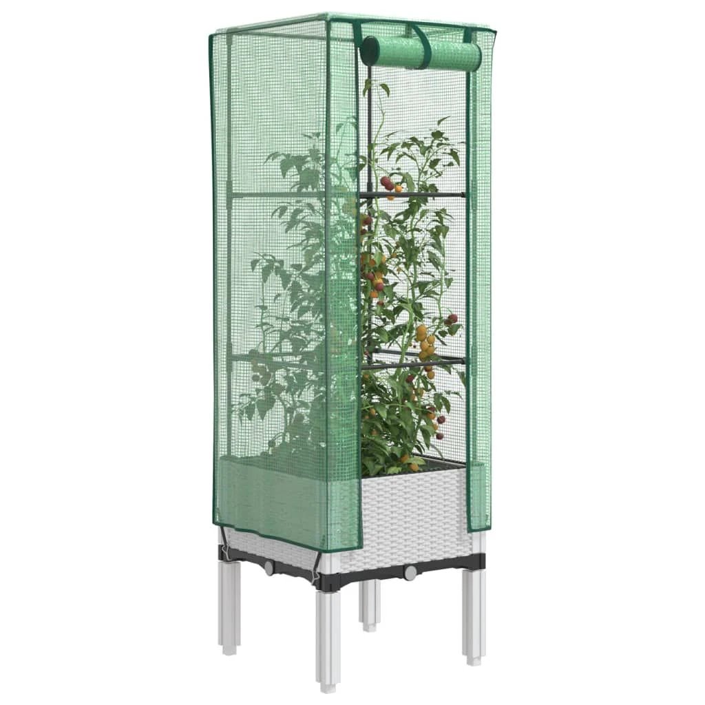 vidaXL vidaXL Raised Bed with Greenhouse Cover Rattan Look 40x40x140 cm - Greenhouse