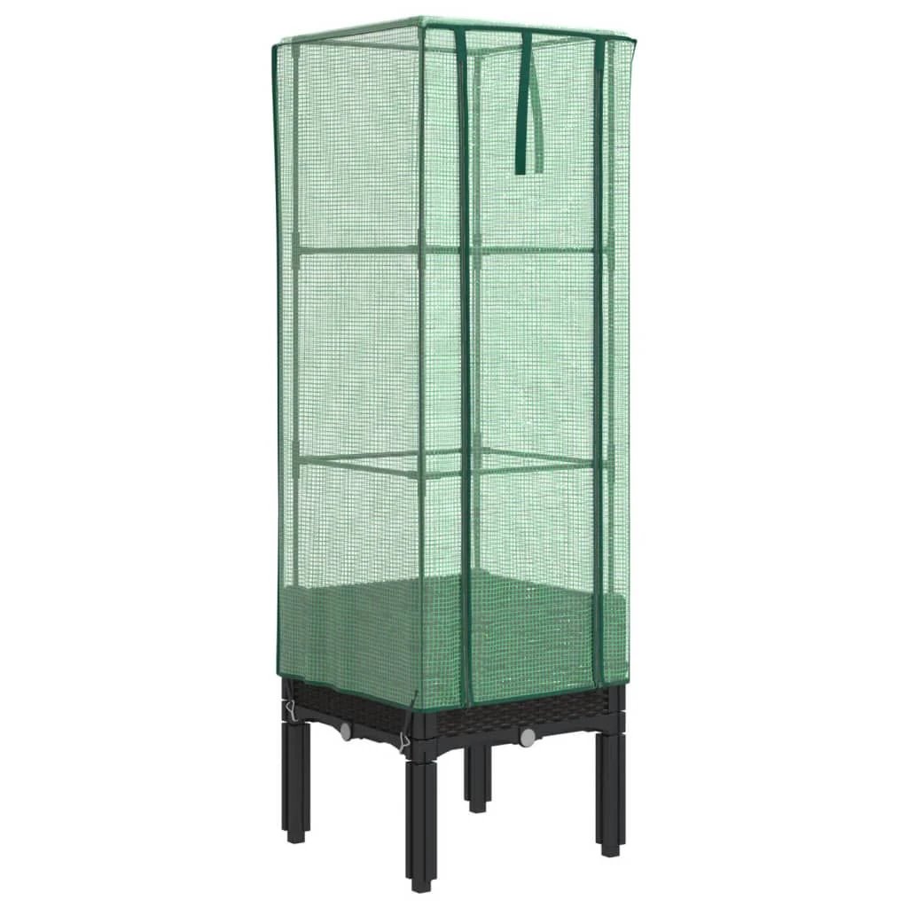 vidaXL Raised Bed with Greenhouse Cover Rattan Look 40x40x140 cm by vidaXL