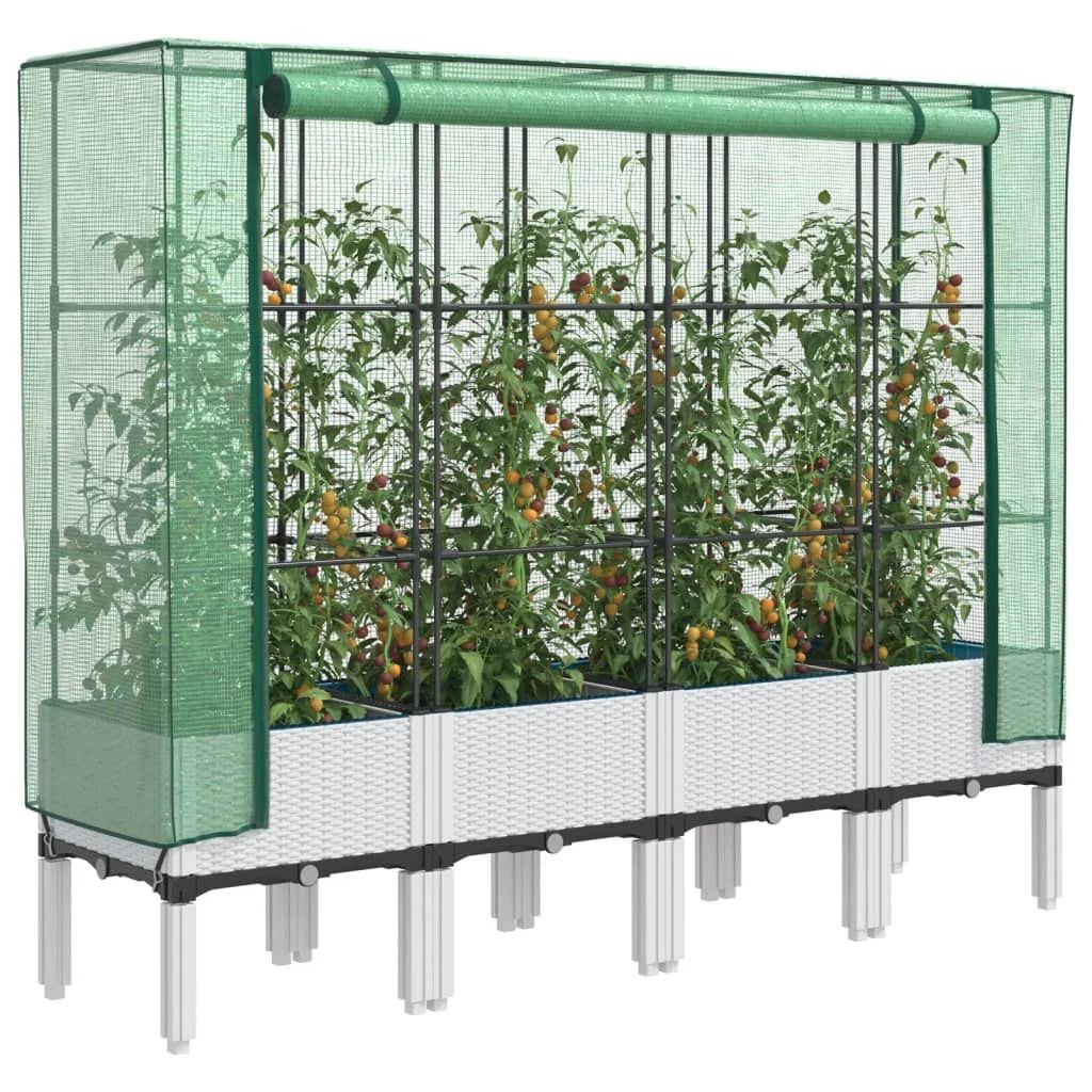 vidaXL Raised Bed with Greenhouse Cover Rattan Look 40x40x140 cm by vidaXL