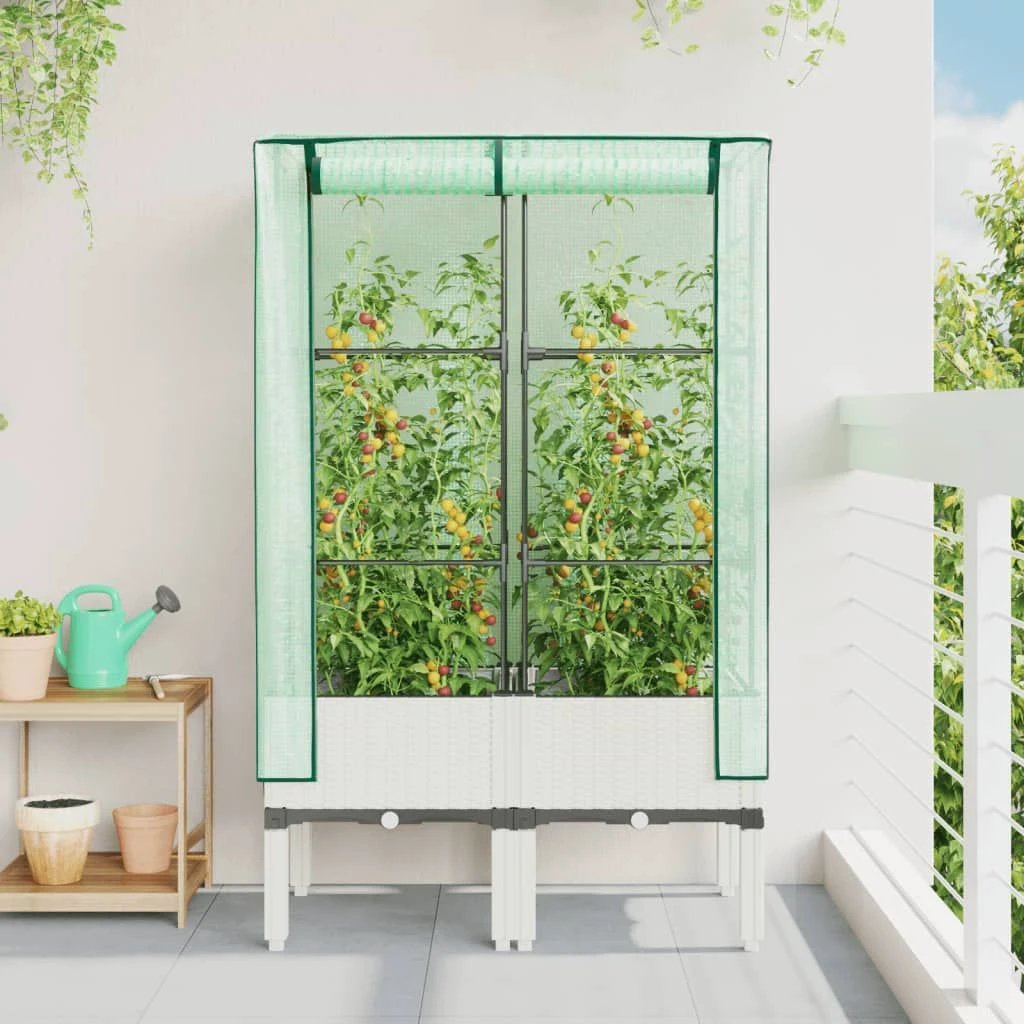 vidaXL Raised Bed with Greenhouse Cover Rattan Look 40x40x140 cm by vidaXL