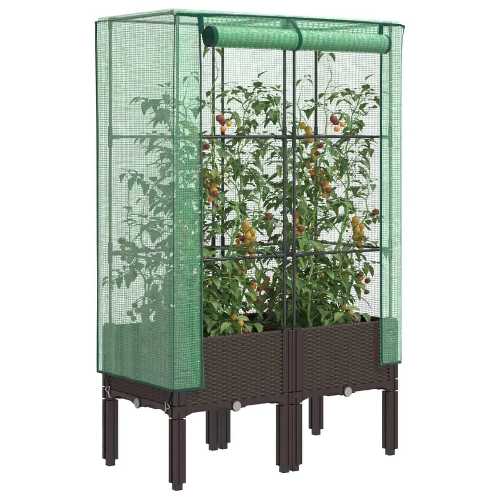 vidaXL vidaXL Raised Bed with Greenhouse Cover Rattan Look 40x40x140 cm - Greenhouse