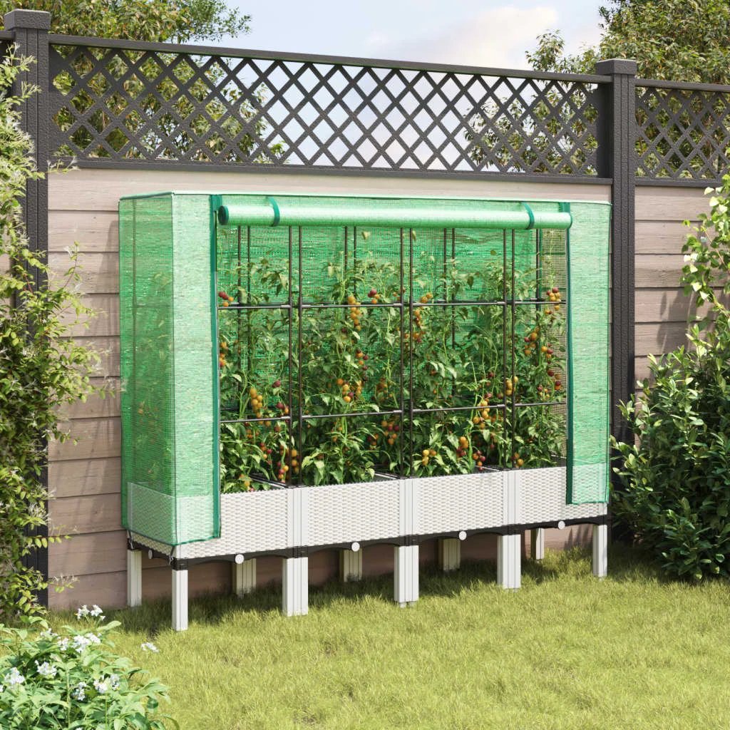 vidaXL Raised Bed with Greenhouse Cover Rattan Look 40x40x140 cm by vidaXL