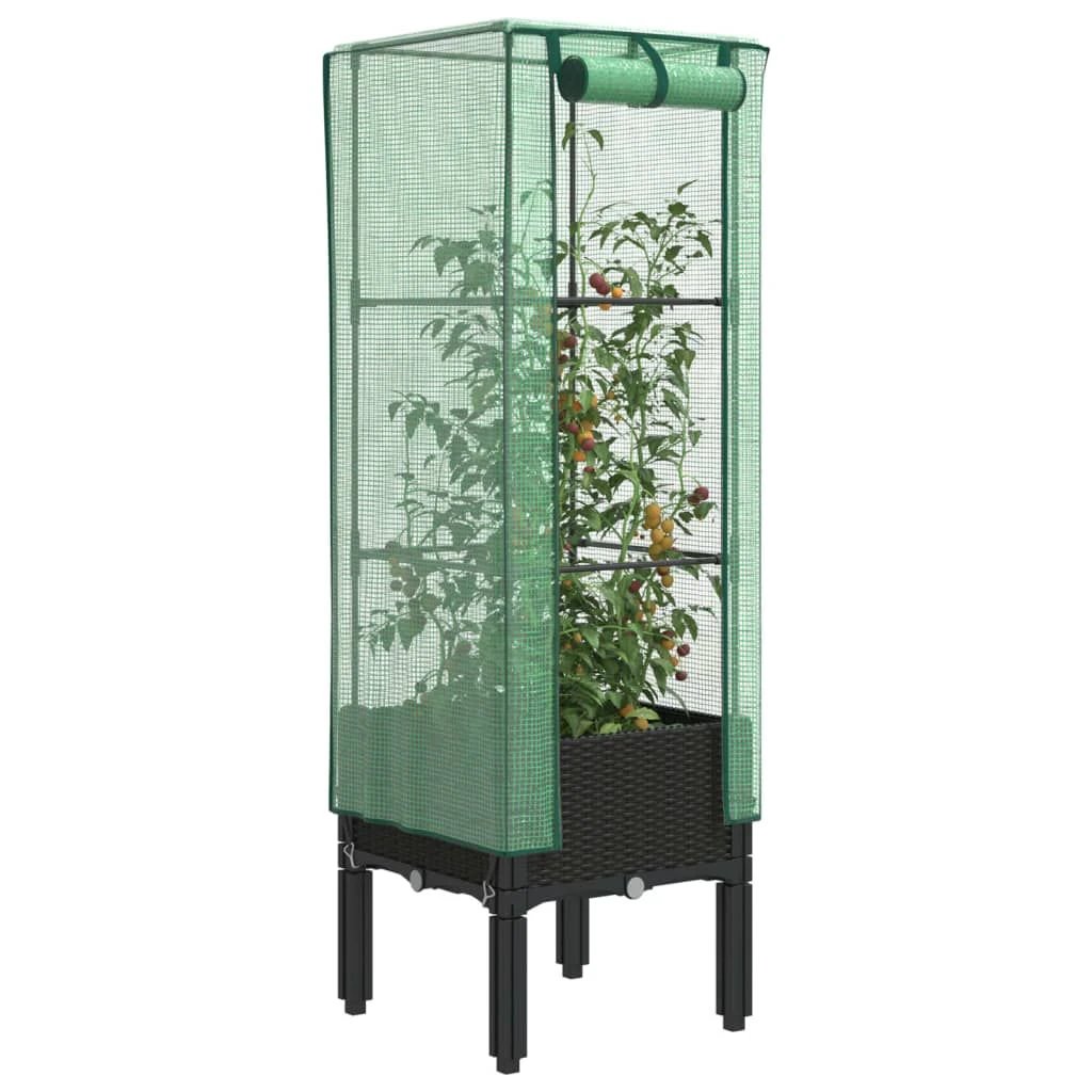 vidaXL Raised Bed with Greenhouse Cover Rattan Look 40x40x140 cm by vidaXL
