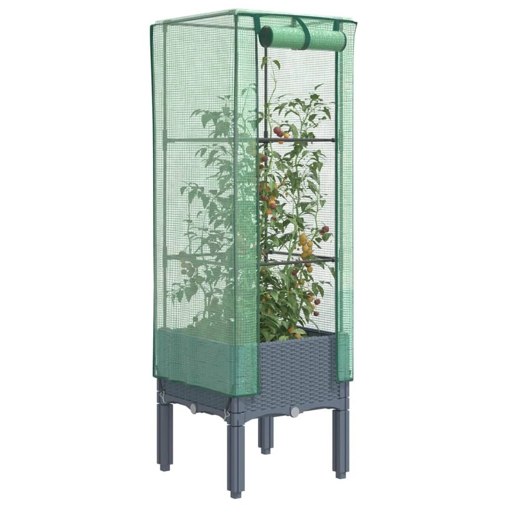 vidaXL vidaXL Raised Bed with Greenhouse Cover Rattan Look 40x40x140 cm - Greenhouse