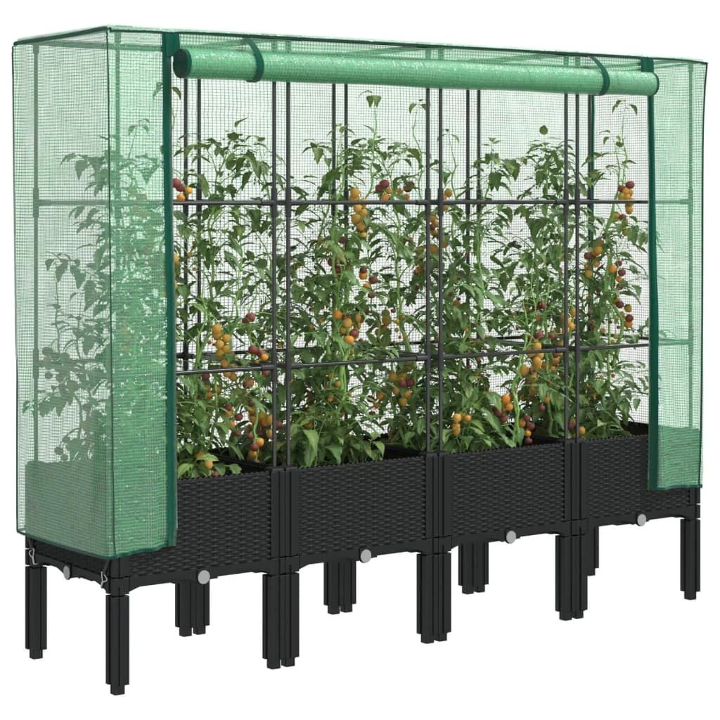 vidaXL Raised Bed with Greenhouse Cover Rattan Look 40x40x140 cm by vidaXL