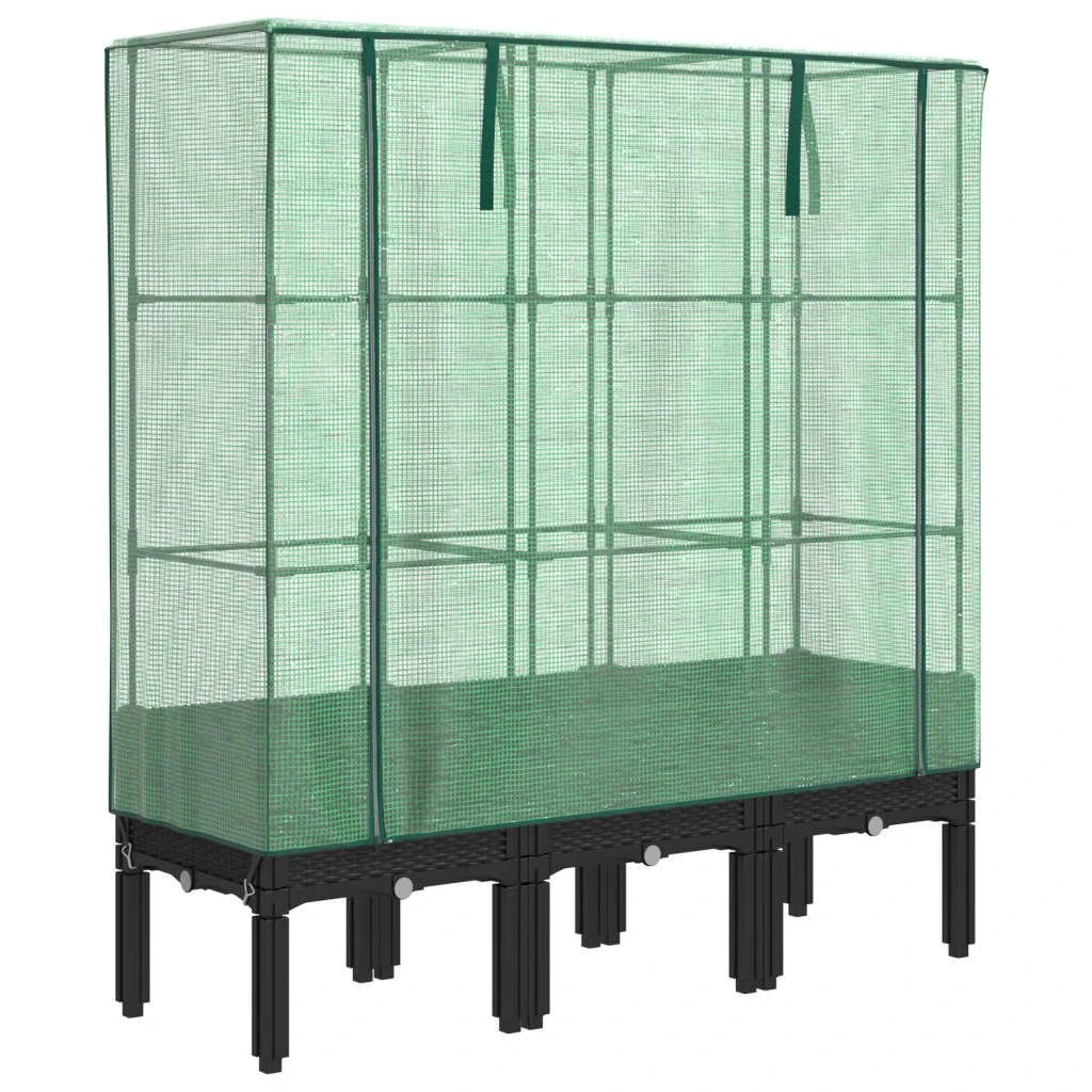 vidaXL vidaXL Raised Bed with Greenhouse Cover Rattan Look 40x40x140 cm - Greenhouse