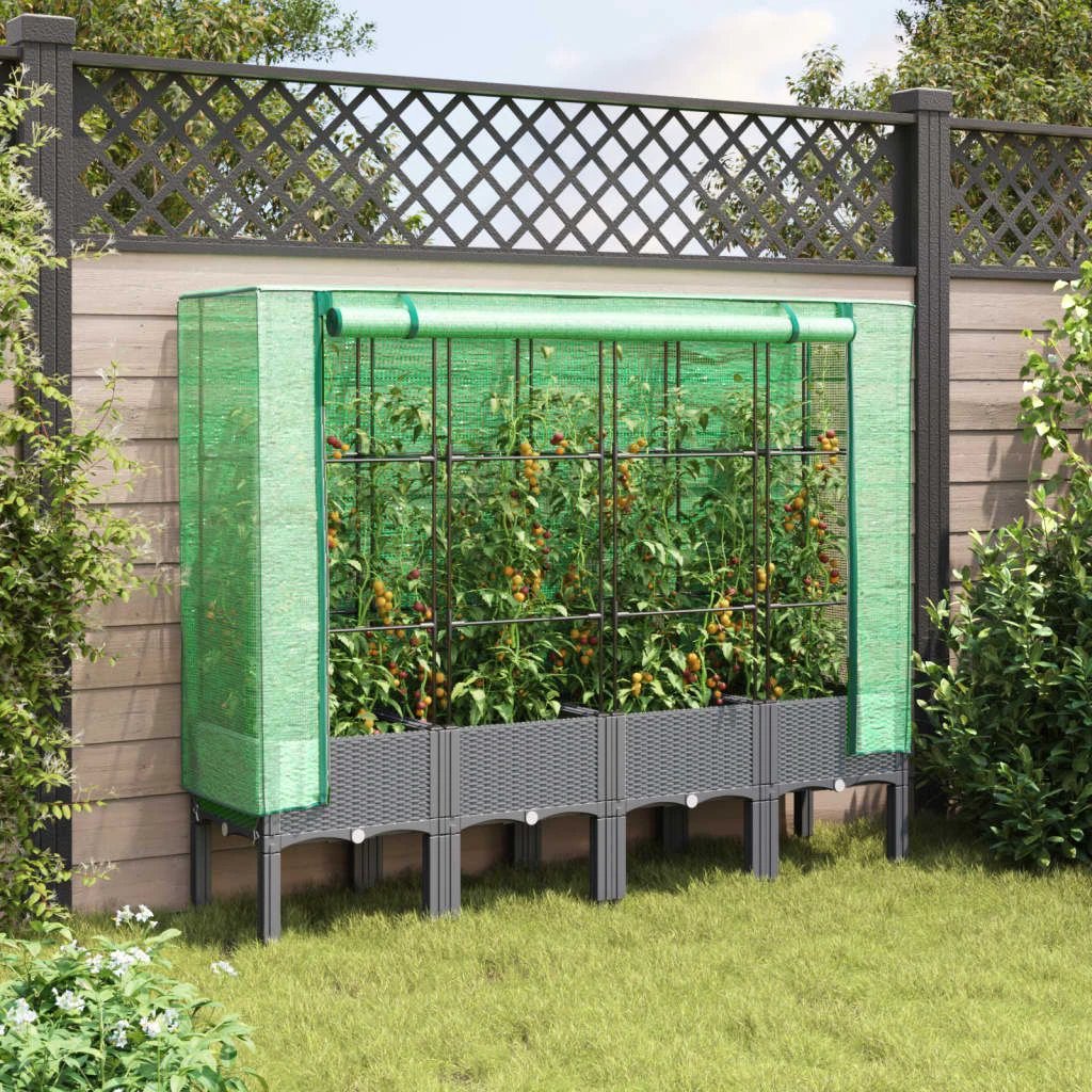 vidaXL Raised Bed with Greenhouse Cover Rattan Look 40x40x140 cm by vidaXL